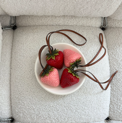 Fresh Strawberry Leather Strap Keyring