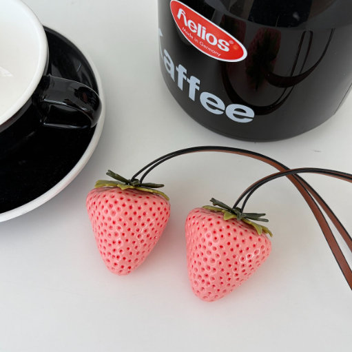Fresh Strawberry Leather Strap Keyring
