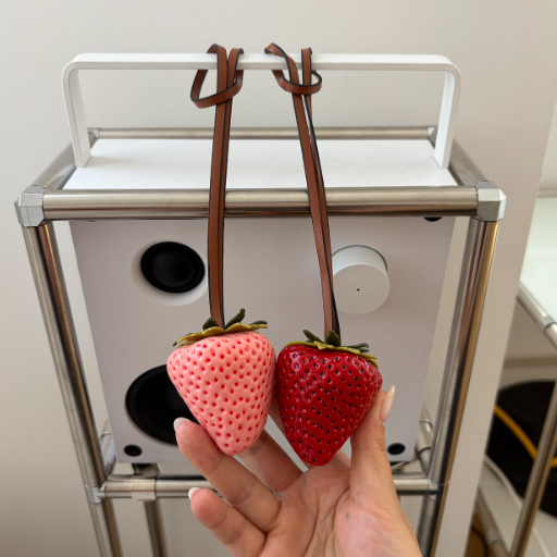 Fresh Strawberry Leather Strap Keyring