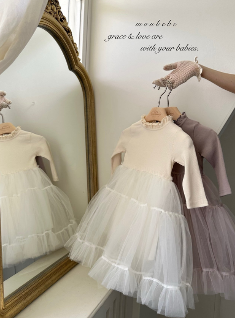 [MONBEBE] Ribbed Tulle Dress (OPS)