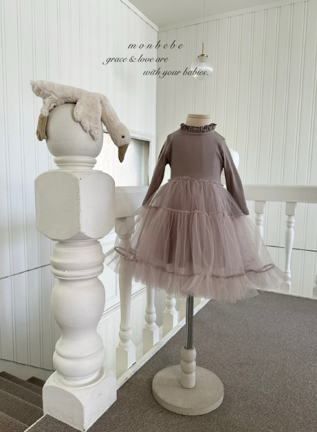 [MONBEBE] Ribbed Tulle Dress (OPS)