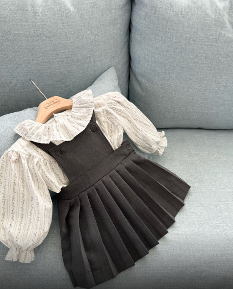 [MONBEBE] Louis Pleated Suspender Bodysuit
