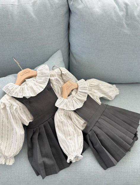 [MONBEBE] Louis Pleated Suspender Bodysuit