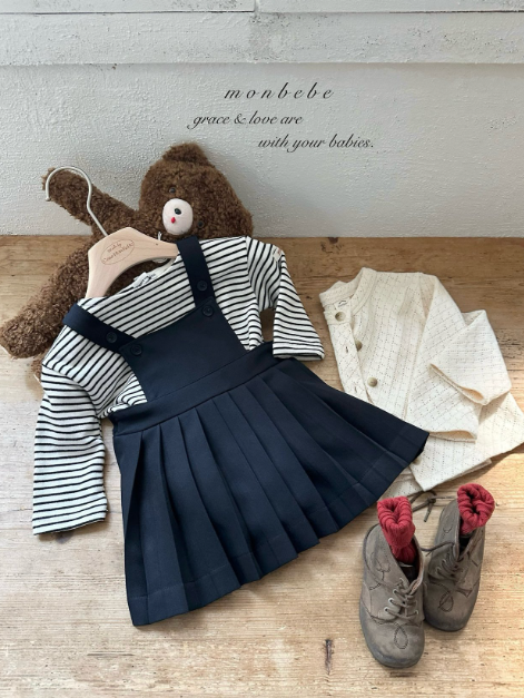 [MONBEBE] Louis Pleated Suspender Skirt